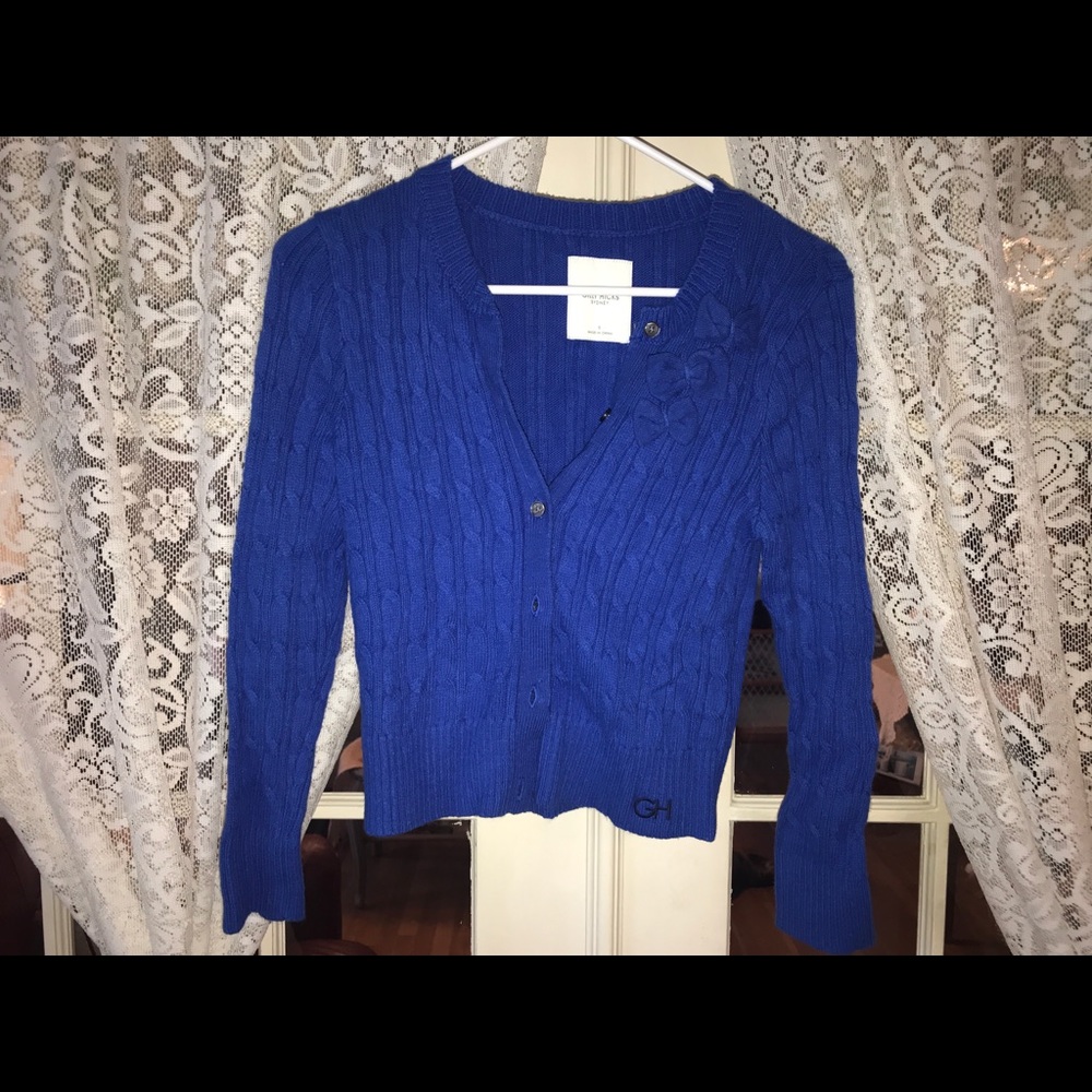 Gilly Hicks cobalt blue sweater w bows (S)